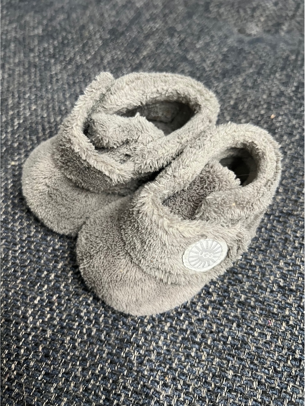 Ugg Gray fuzzy baby booties size 0/1 crib shoes